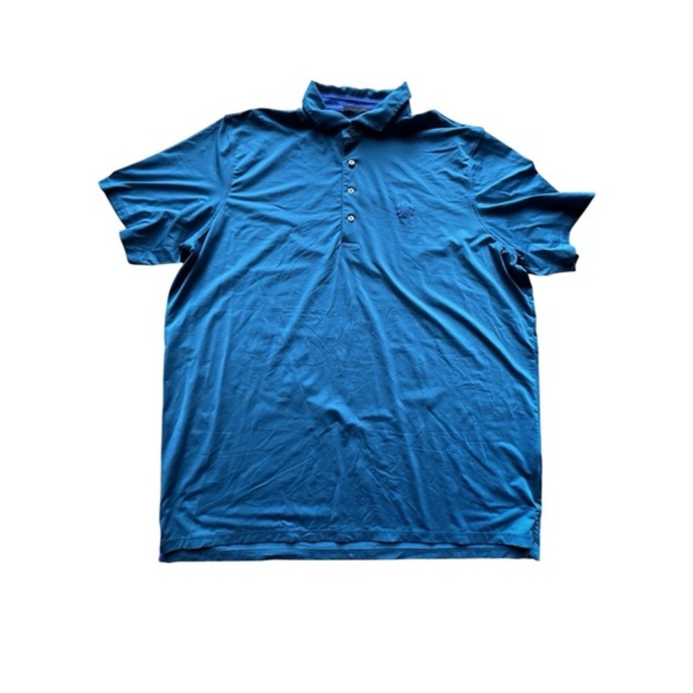 Greyson Polo Shirt Men XXL Performance Stretch Golf Teal Clover Logo Wolf Sleeve